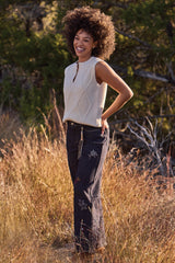 Audrey Embroidered Wide-Leg Jeans in Rinse - view 4
