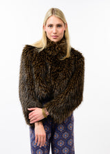 Rock Star Faux Fur Jacket in Brown by Ivy Jane, view 1