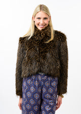 Rock Star Faux Fur Jacket in Brown by Ivy Jane, view 2