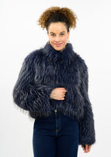 Rock Star Faux Fur Jacket in Navy by Ivy Jane, view 1