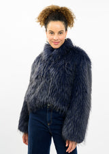 Rock Star Faux Fur Jacket in Navy by Ivy Jane, view 2