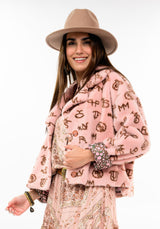 Branded Fur Jacket in Blush by Ivy Jane, view 3