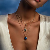 Joy Dravecky Bezel Stone Cross Necklace - Kyanite
