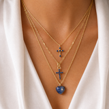 Joy Dravecky Bezel Stone Cross Necklace - Kyanite