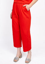 Barrel Knit Pant in Red