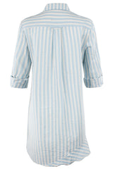 Jenna Shirt Dress in Blue Pastel Stripe view 3