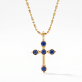 Joy Dravecky Bezel Stone Cross Necklace - Kyanite