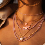 Joy Dravecky Lover Heart Charm Necklace in Pink Shell