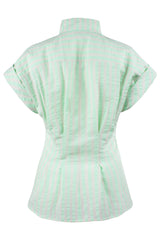 Rocky Cap Sleeve Shirt in Green Pastel Stripe view 3