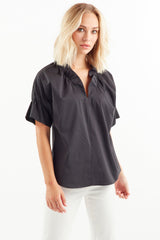 Crosby Silky Poplin Shirt in Black view 2
