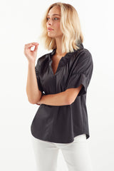 Crosby Silky Poplin Shirt in Black view 4