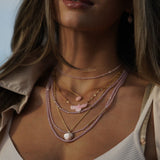 Joy Dravecky Lover Heart Charm Necklace in Pink Shell