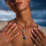Joy Dravecky Bezel Stone Cross Necklace - Kyanite