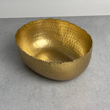 India Handicrafts Inc - Gold Oval Hammered Bowl