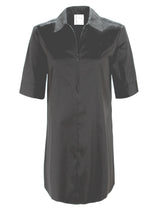 Endora Half Zip Dress in Black Weathercloth