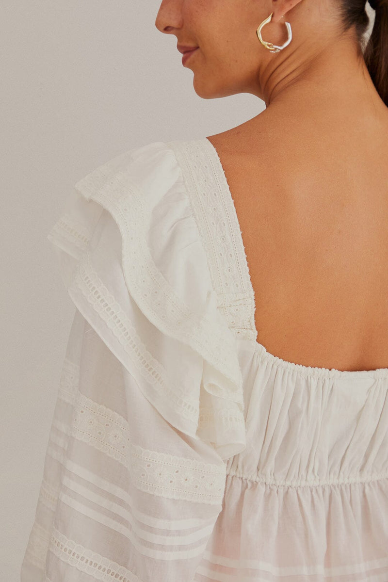 Farm Rio - Off-white Square Neckline Blouse