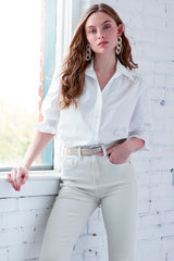 Sirena Smocked Sleeve Top in White view 4