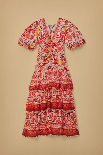 cream romantic lightness short sleeve midi dress Farm Rio