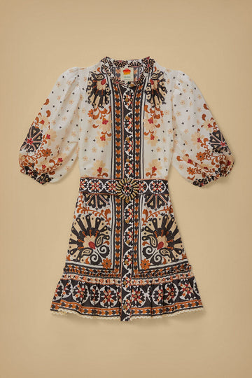 Farm Rio - Flower Fan Tapestry Off-White Mini Dress Julien's a Lifestyle Store Farm Rio - Flower Fan Tapestry Off-White Mini Dress Julien's a Lifestyle Store