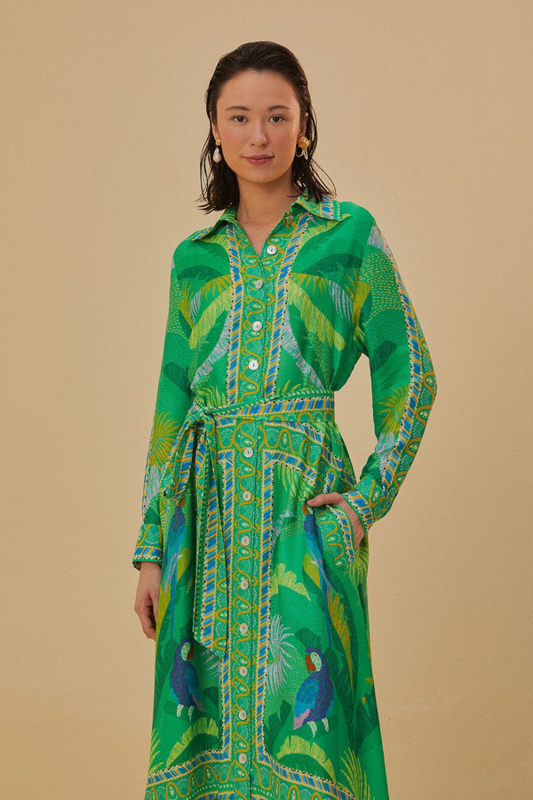 Farm Rio - Green Macaw Scarf Lenzing Ecovero Viscose