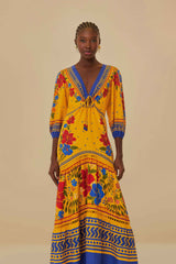 Farm Rio - Yellow Floral Yard Lenzing Ecovero Euroflax Maxi