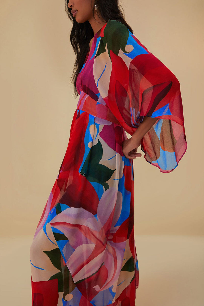 Farm Rio - Watercolor Floral Blue Maxi Dress