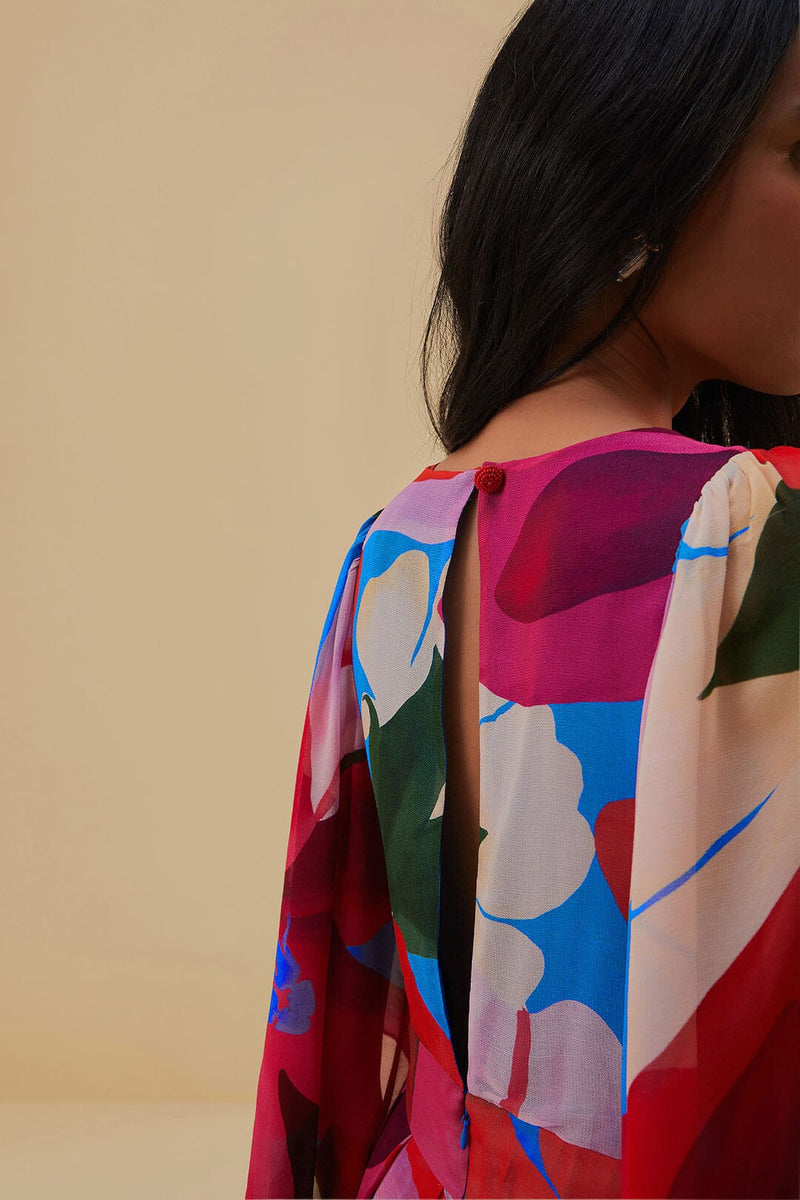Farm Rio - Watercolor Floral Blue Maxi Dress