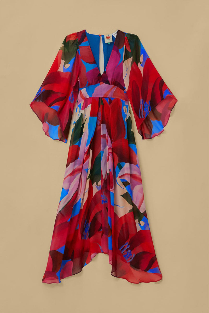 Farm Rio - Watercolor Floral Blue Maxi Dress