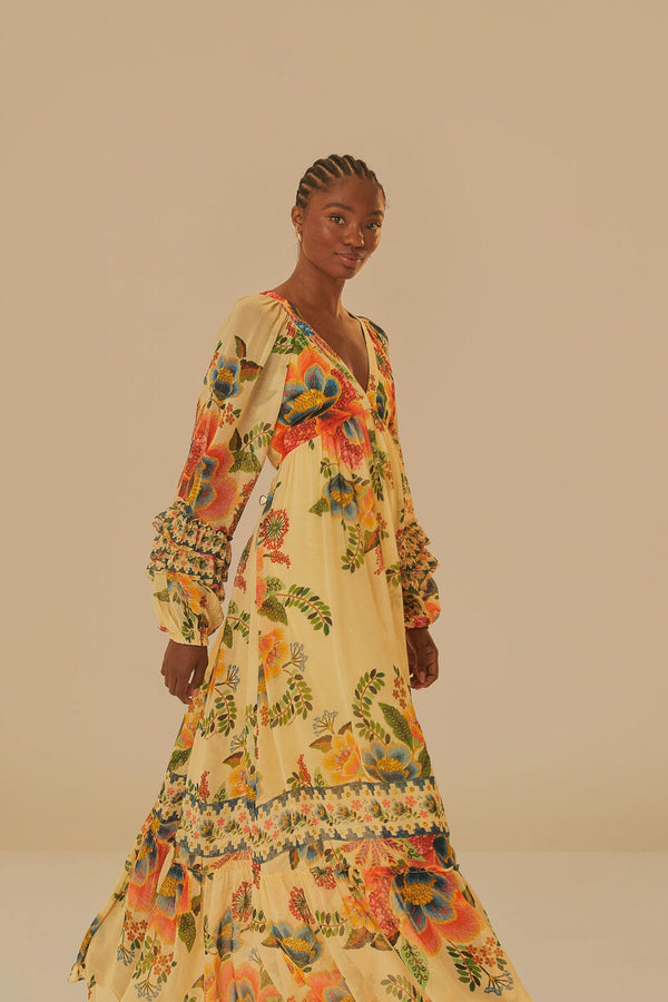 Farm Rio - Sand Delicate Garden Maxi Dress