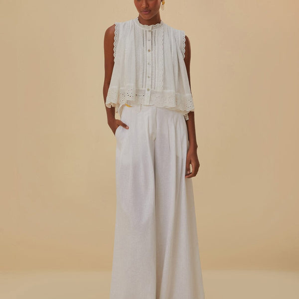 Farm Rio - Off-White Linen Low Waist Pants – Julien's a