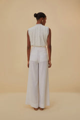 Farm Rio - Off-white Linen Low Waist Pants