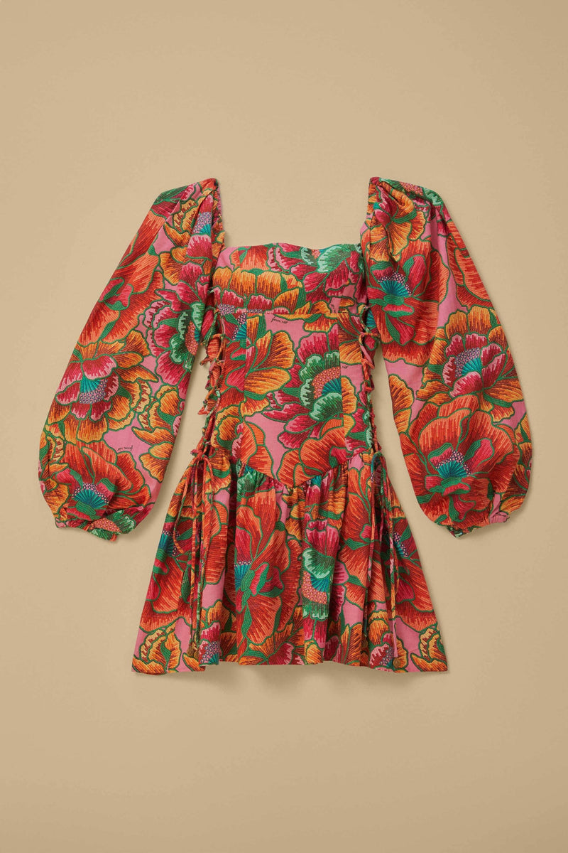 Farm Rio - Pink Spring Lenzing Ecovero Euroflax Mini Dress