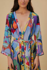 Farm Rio - Tropical Scenario Multicolor Long Kimono