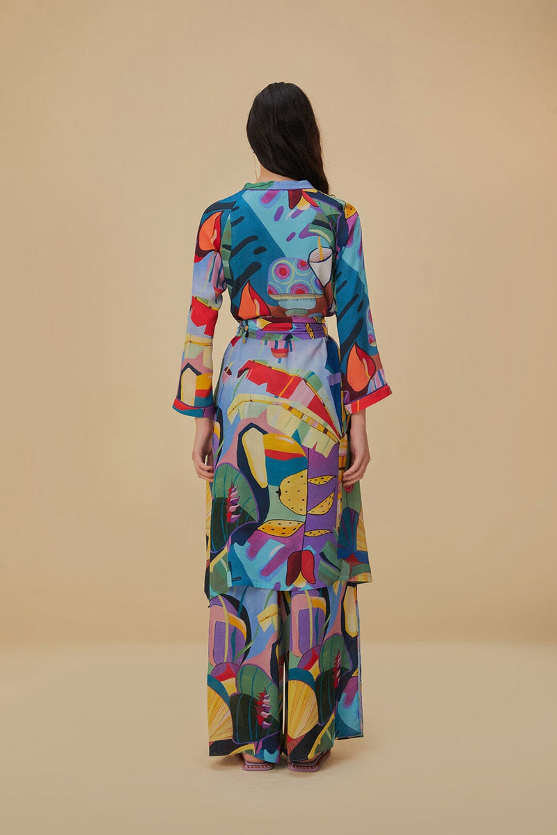 Farm Rio - Tropical Scenario Multicolor Long Kimono