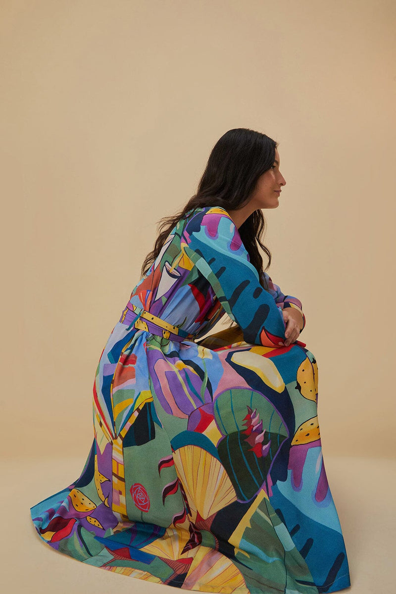 Farm Rio - Tropical Scenario Multicolor Long Kimono