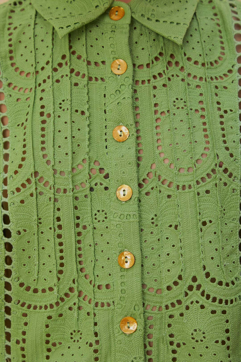 Farm Rio - Green Pineapple Eyelet Blouse