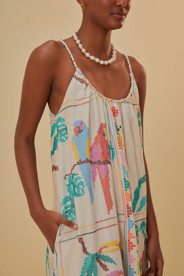 Farm Rio - Stitched Birds Scarf Maxi Dress  Julien's a Lifestyle Store