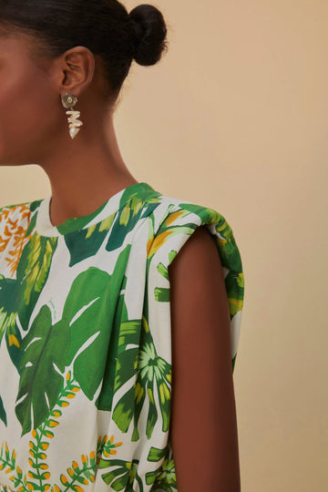 Farm Rio - Tropical Forest Off-White T-Shirt Dress - Size S Farm Rio - Tropical Forest Off-White T-Shirt Dress - Size S