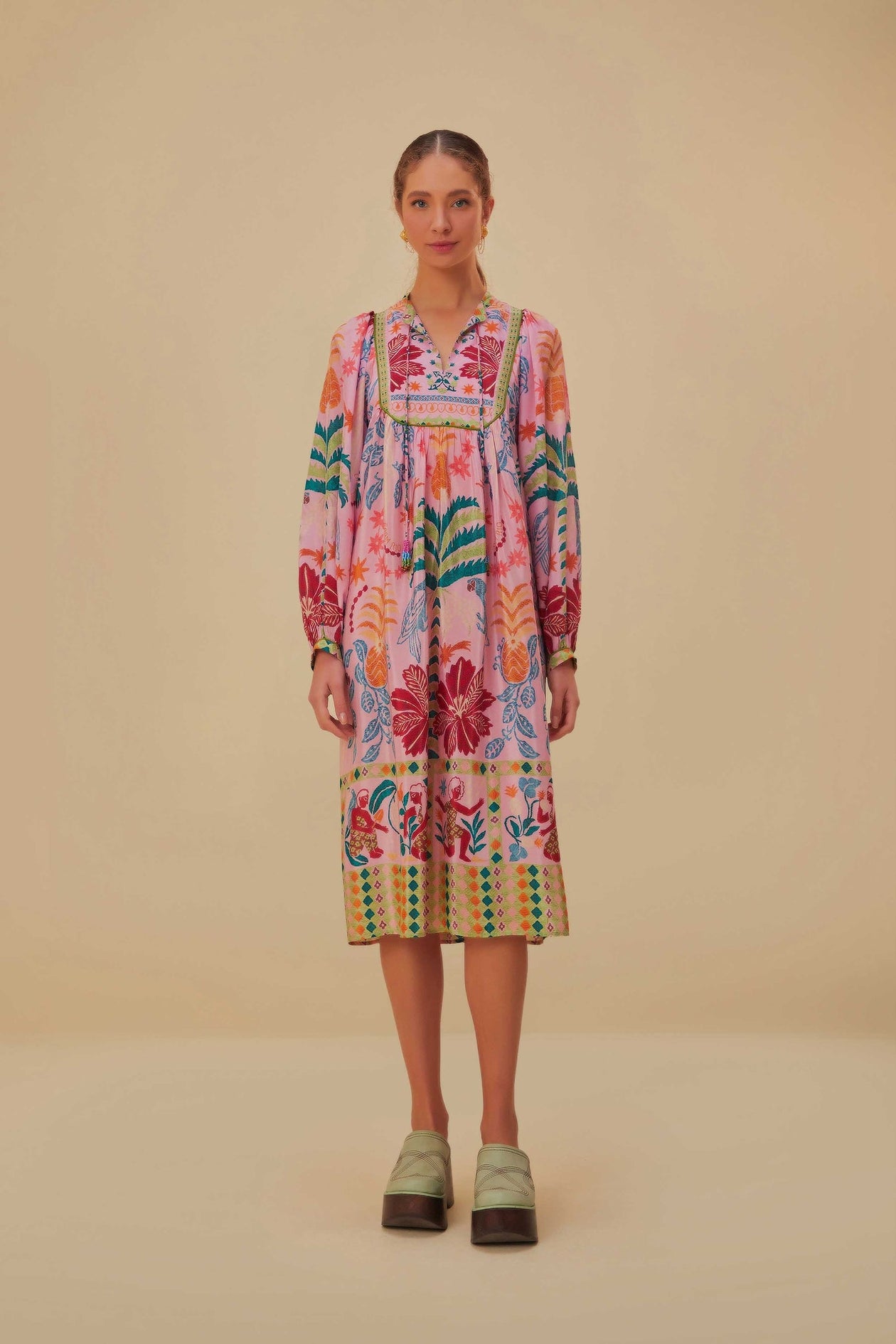green emerald velvet dress Farm Rio Scarf Dress in Coconut Tree Flow Multicolor – Leigh's of Breton  Village