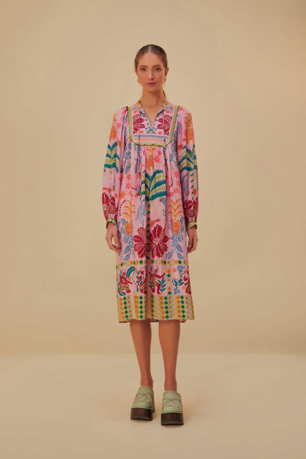 Farm Rio - Pink Fruits Queen Scarf Midi Dress