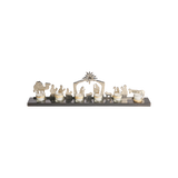 Jan Barboglio Estrella de Belen nickel plated nativity rail with star on a wood base with 6 candles