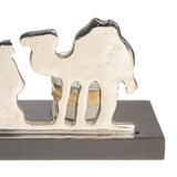 Jan Barboglio Estrella de Belen nickel plated nativity rail with star on a wood base with 6 candles