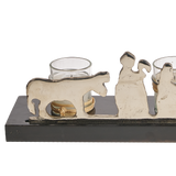 Jan Barboglio Estrella de Belen nickel plated nativity rail with star on a wood base with 6 candles
