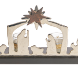 Jan Barboglio Estrella de Belen nickel plated nativity rail with star on a wood base with 6 candles