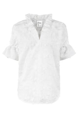 Crosby Top in White 3D Flowers