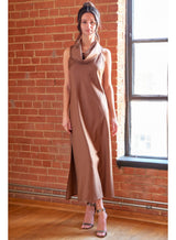 Long Cowl Dress in Tan by Finley Shirts
