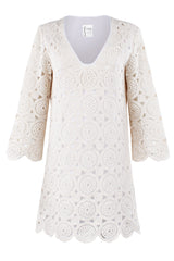 Emily Shift Dress in Natural Crochet view 2
