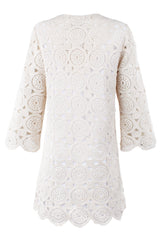 Emily Shift Dress in Natural Crochet view 3
