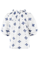 Lexie Popover Blouse in White Embroidered Icon view 3