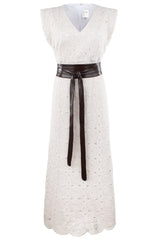 Beverly Long Shirt Dress in Natural Crochet view 2